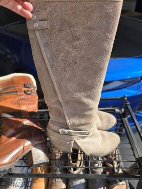 Women’s Taupe Suede Knee-High Boots - Classic Fall Style